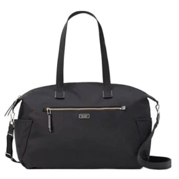 Kate Spade Dawn Weekender “Black” Nylon Travel Bag + Free Cosmetic Pouch - Picture 1 of 16